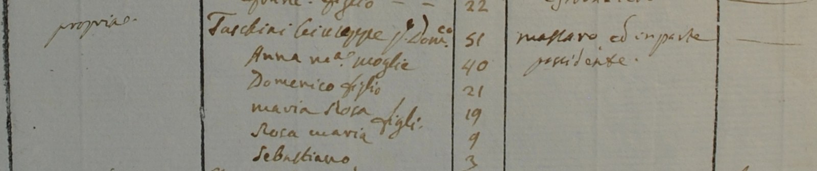 Censimento napoleonico 1803-1804, famiglia Taschini