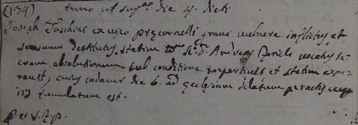 Registro dei morti di Palazzago, atto 154, 4 giugno 1806