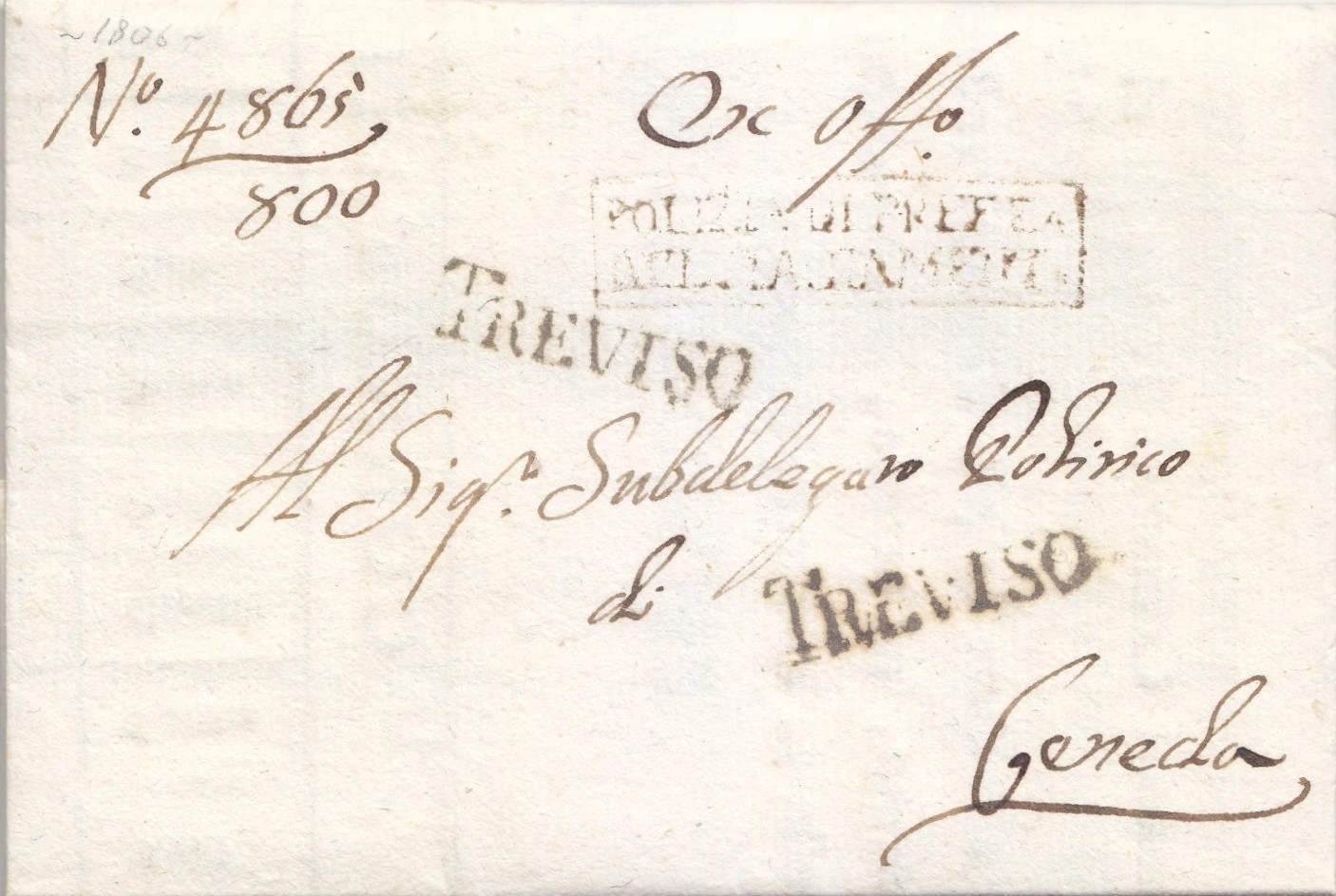 Soprascritta del piego, 1806