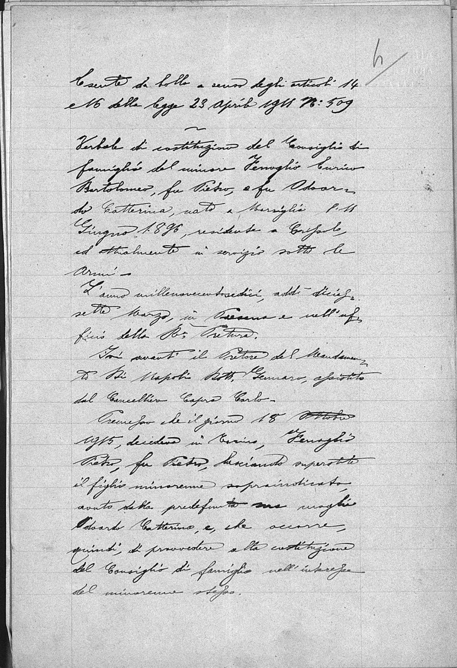 Verbale di costituzione del consiglio di famiglia, Crissolo 1916
