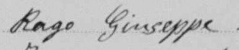 Firma di Giuseppe Rago sull'atto di nascita del figlio Alessandro, 25 novembre 1913, nella forma «Rago Giuseppe»