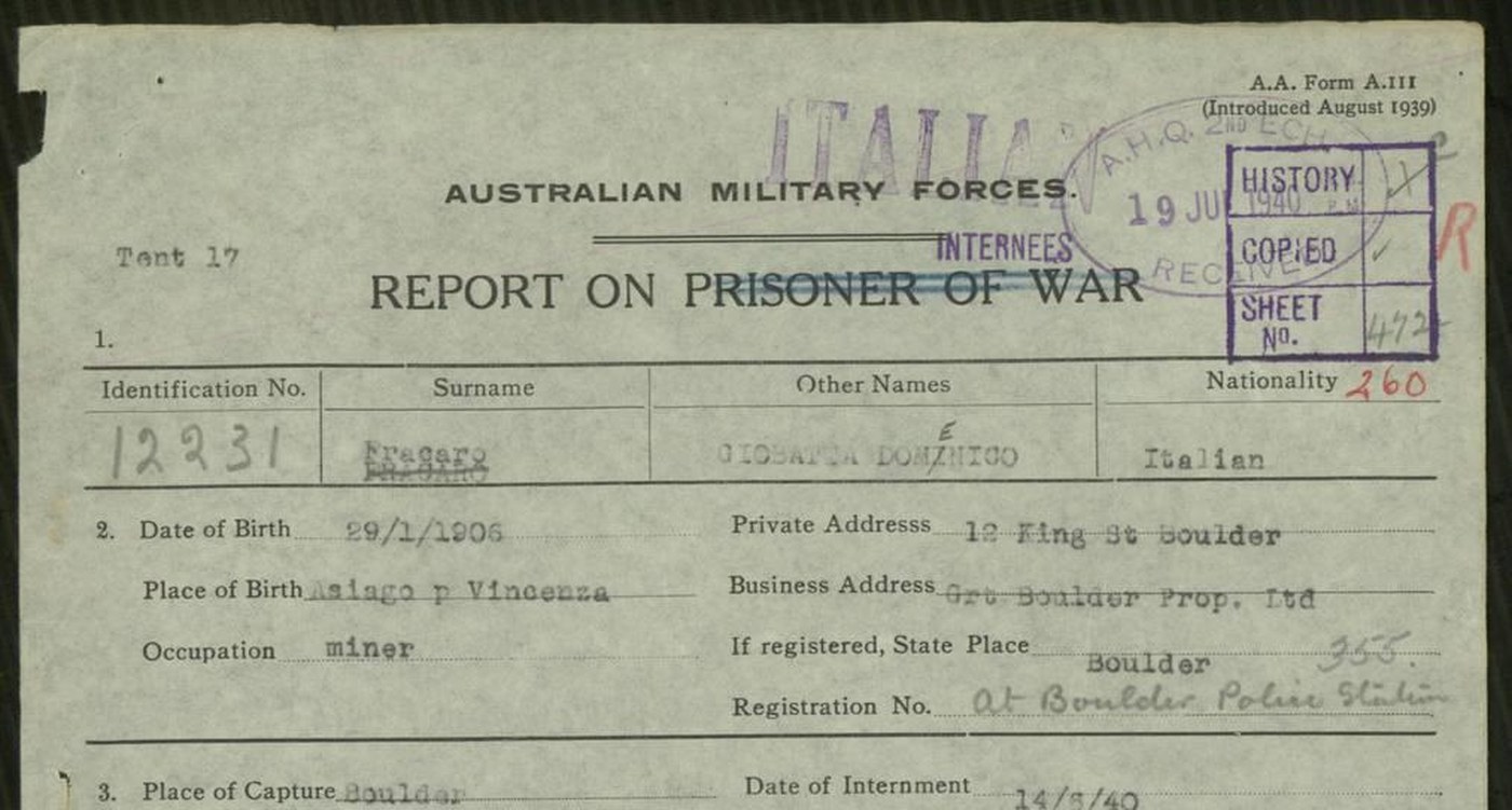 Internato civile — Australia