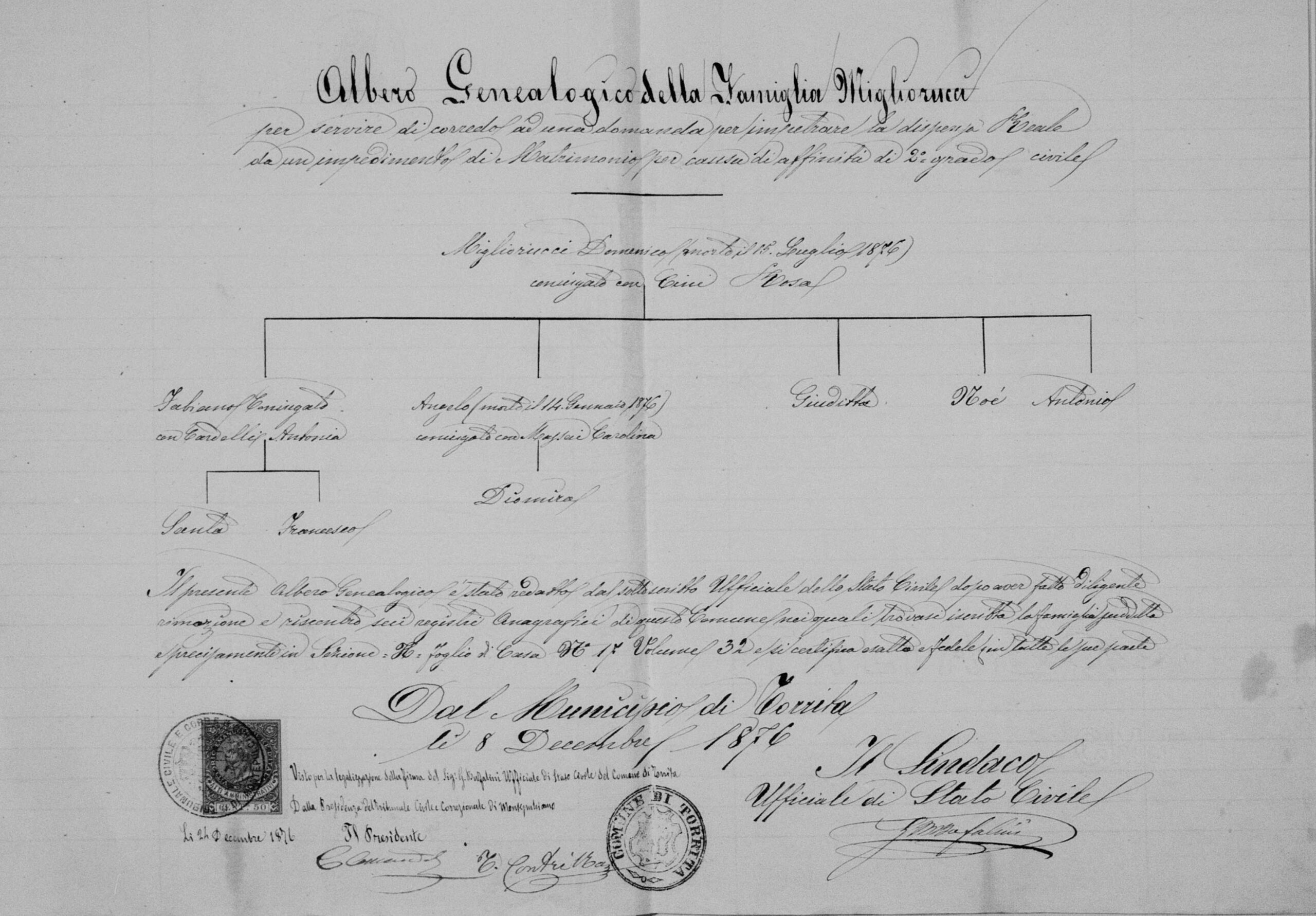 Albero genealogico della famiglia Migliorucci, 1876